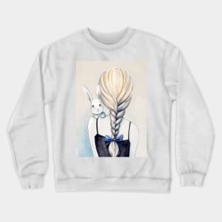 Drawing White Rabbit and Girl Crewneck Sweatshirt